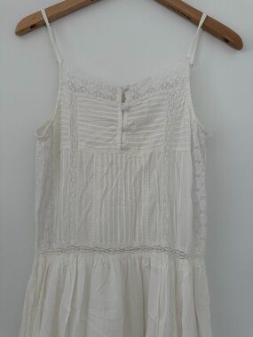 Vanessa Bruno Ivory Lace-Trim Pintuck Dress